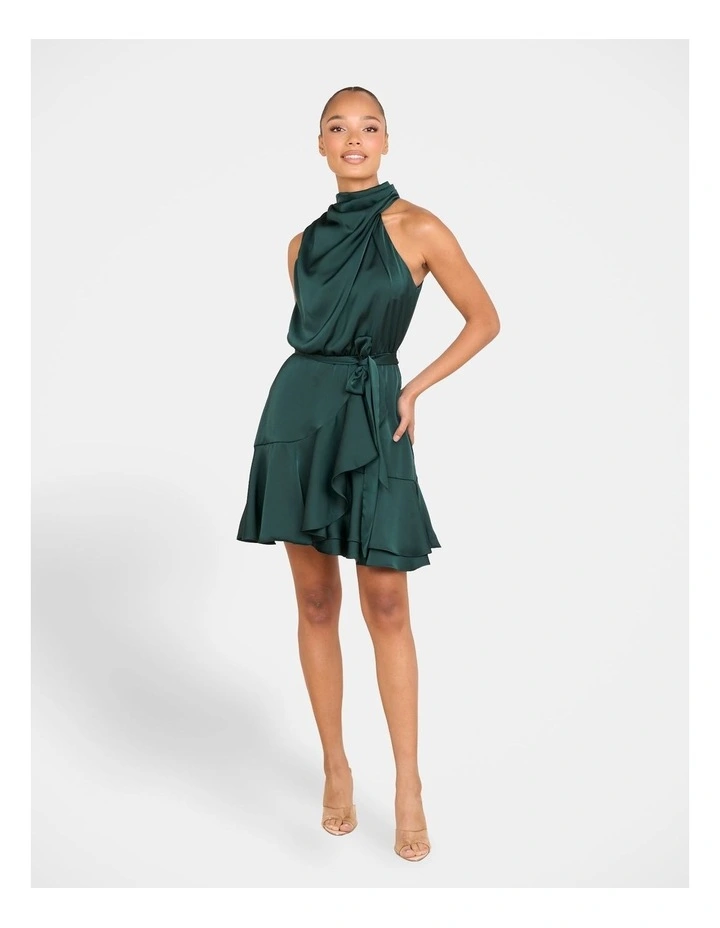 Bebe Cowl Neck Mini Dress in Green image 5