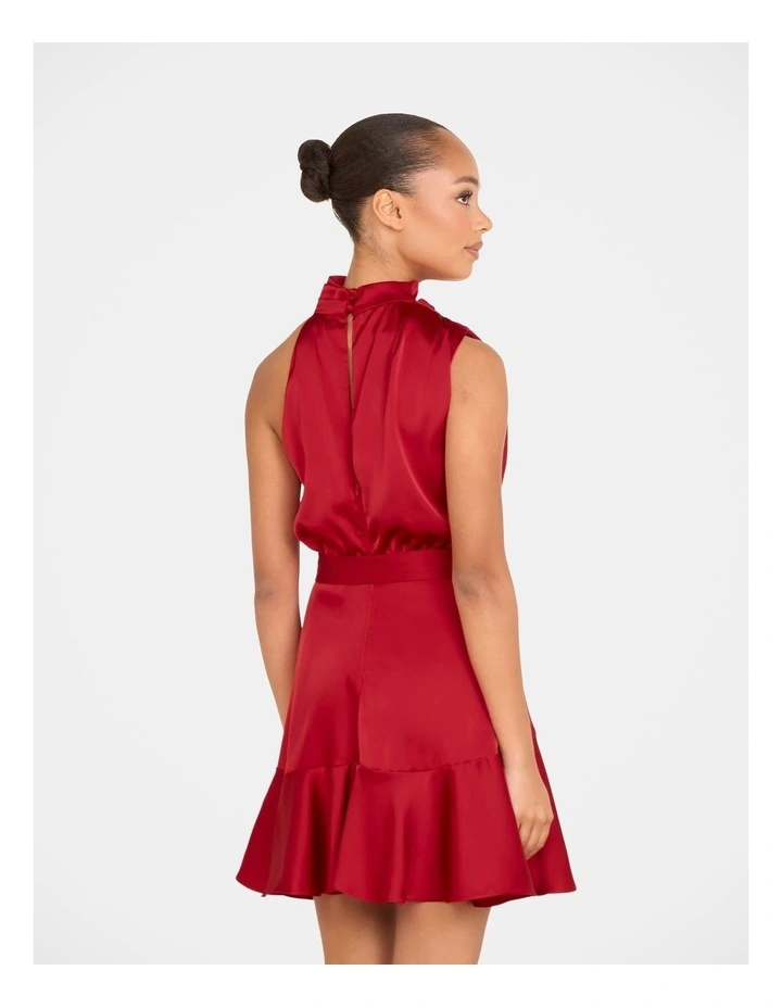 Bebe Cowl Neck Mini Dress in Red image 2