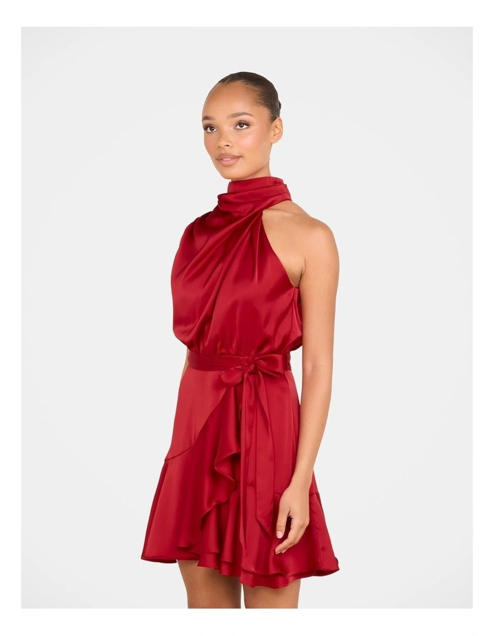 Bebe Cowl Neck Mini Dress in Red image 3