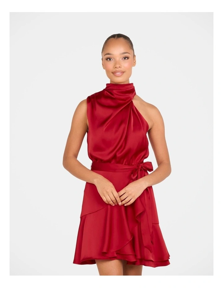 Bebe Cowl Neck Mini Dress in Red image 4