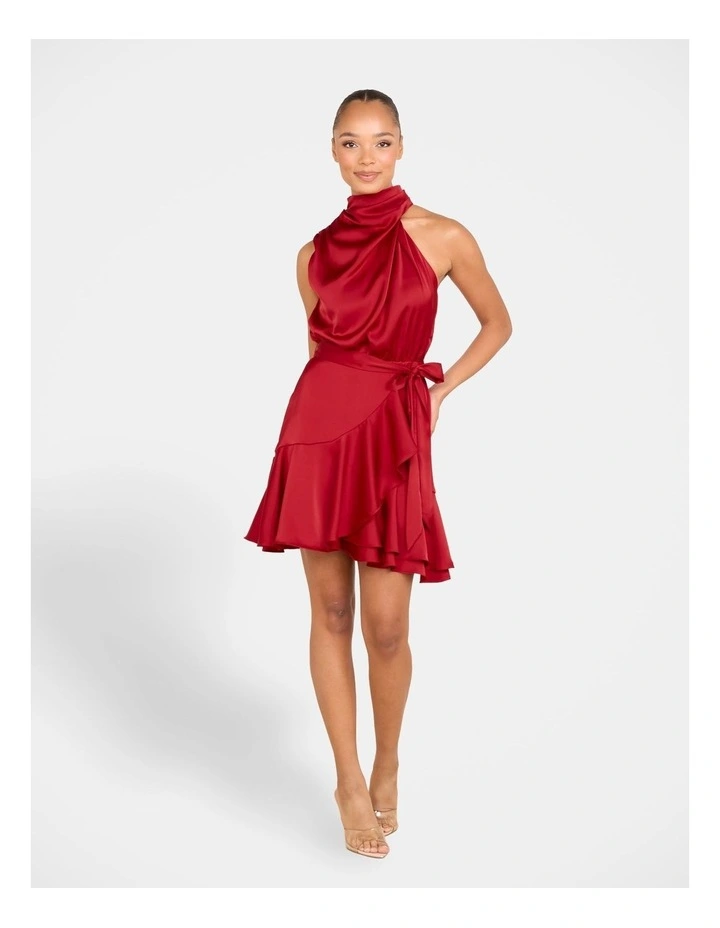 Bebe Cowl Neck Mini Dress in Red image 5
