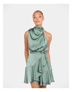 Bebe Cowl Neck Mini Dress in Green