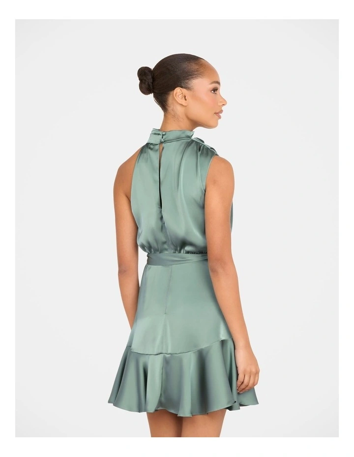 Bebe Cowl Neck Mini Dress in Green image 2