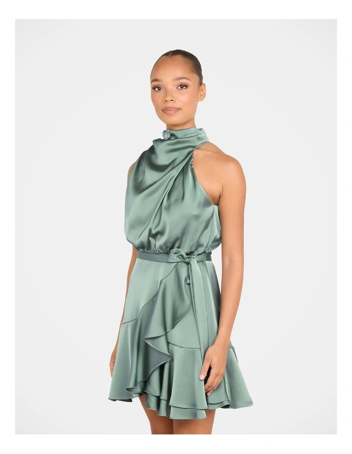 Bebe Cowl Neck Mini Dress in Green image 3