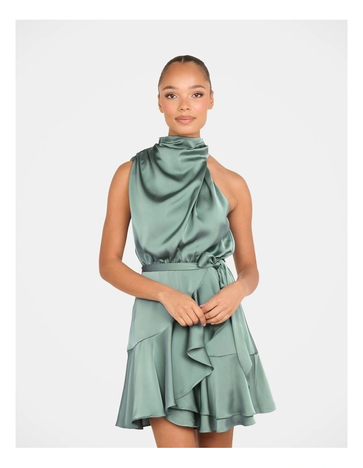 Bebe Cowl Neck Mini Dress in Green image 4