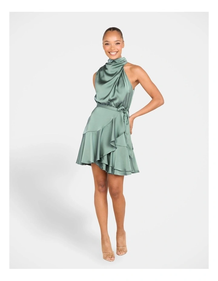 Bebe Cowl Neck Mini Dress in Green image 5