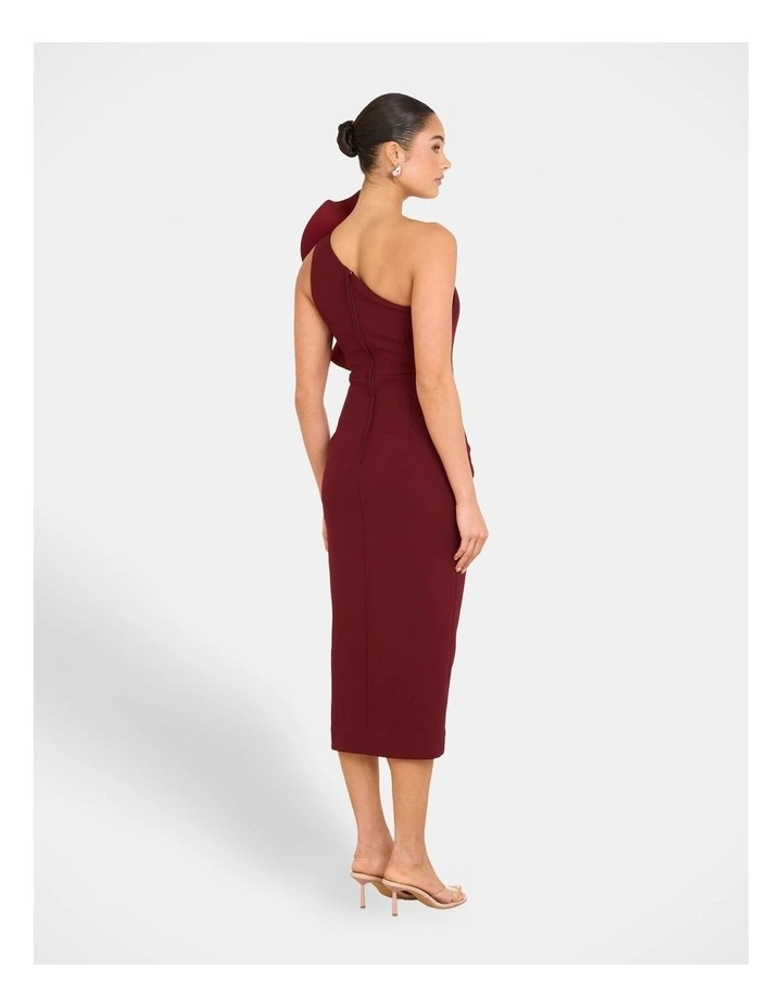 Elise Asymmetric Midi Dress in Red image 2