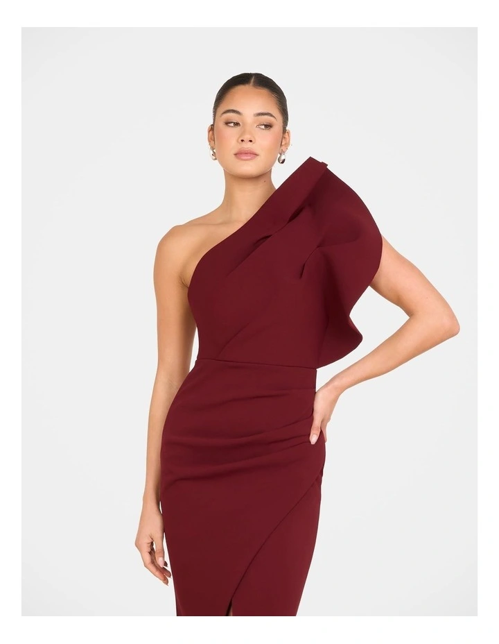 Elise Asymmetric Midi Dress in Red image 4