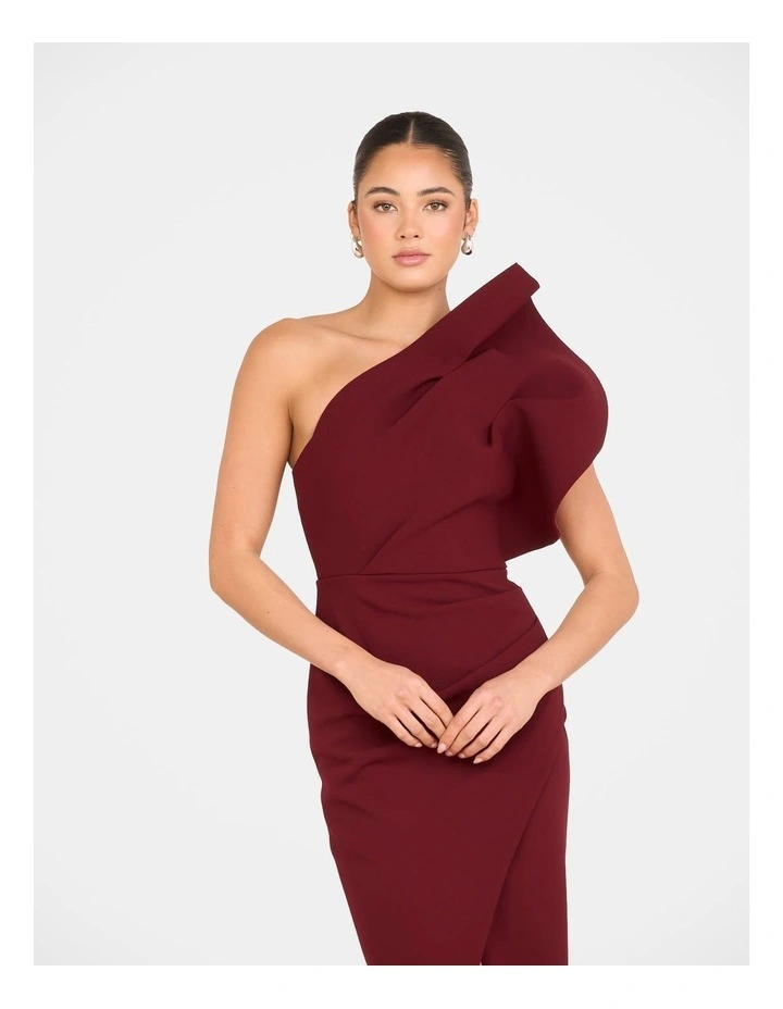 Elise Asymmetric Midi Dress in Red image 5