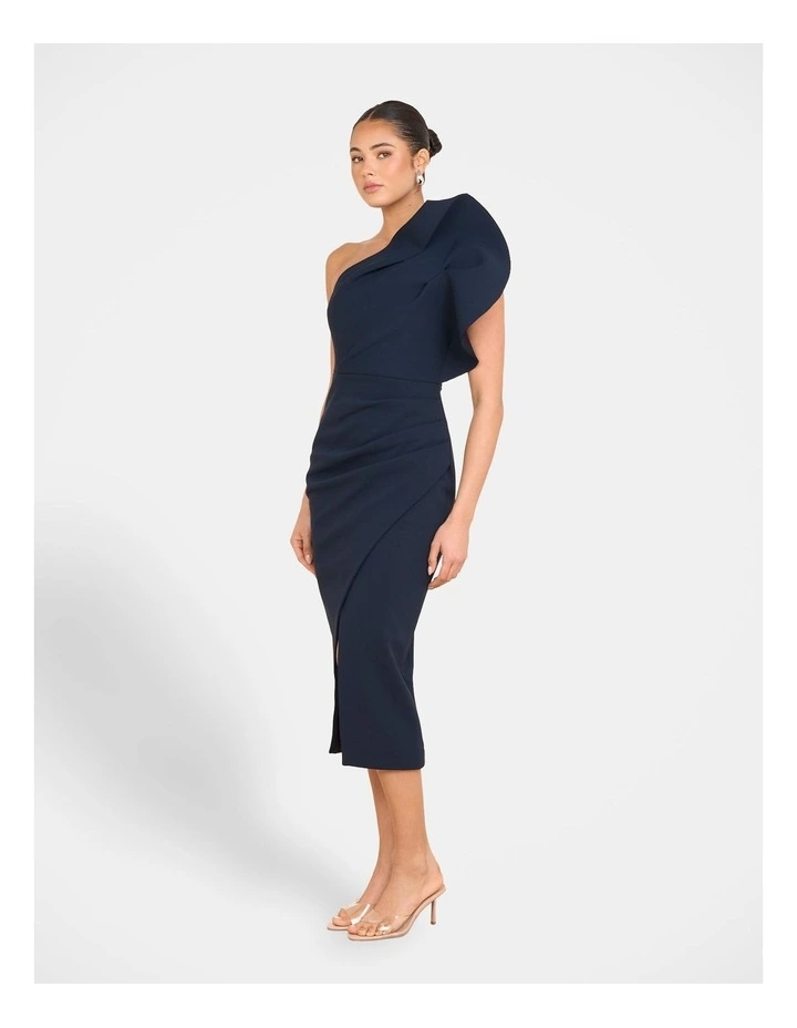Elise Asymmetric Midi Dress in Blue image 3