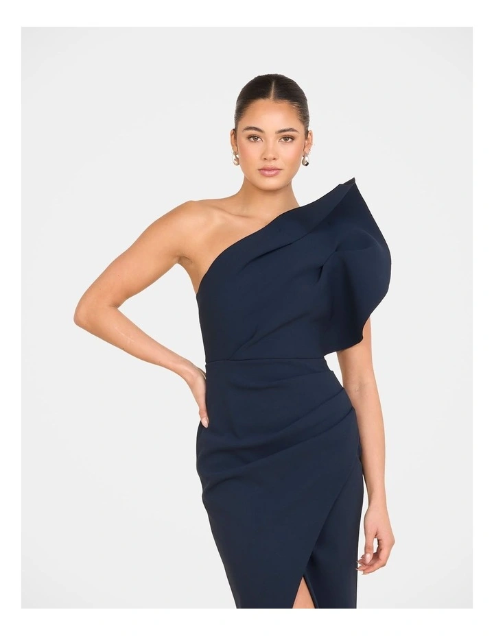 Elise Asymmetric Midi Dress in Blue image 5