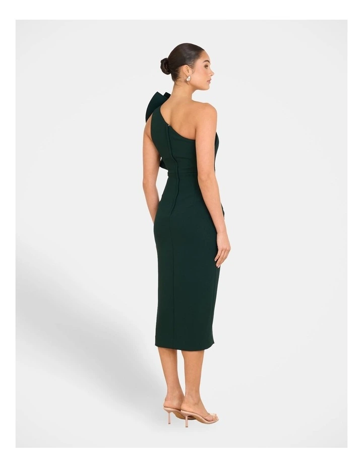 Elise Asymmetric Midi Dress in Green image 2