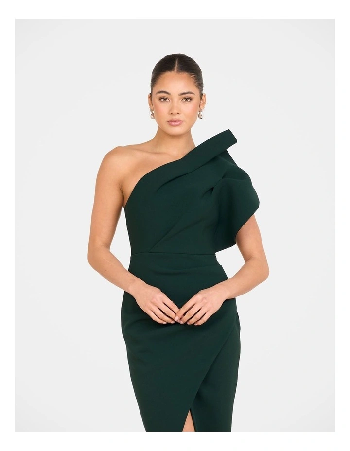 Elise Asymmetric Midi Dress in Green image 4