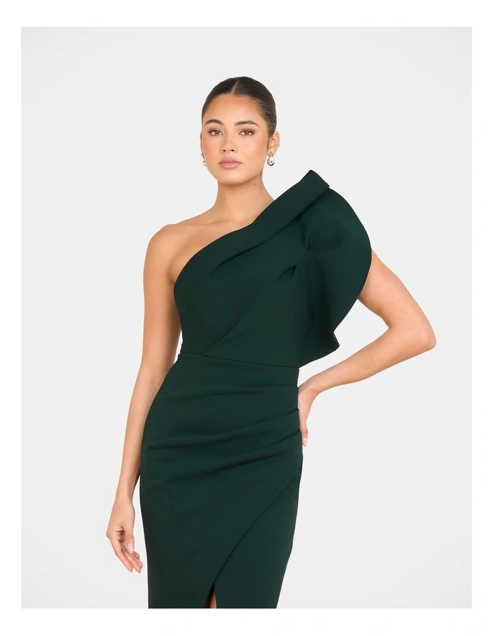Elise Asymmetric Midi Dress in Green image 5
