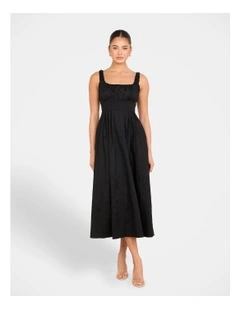 Jeanette A-line Midi Dress in Black