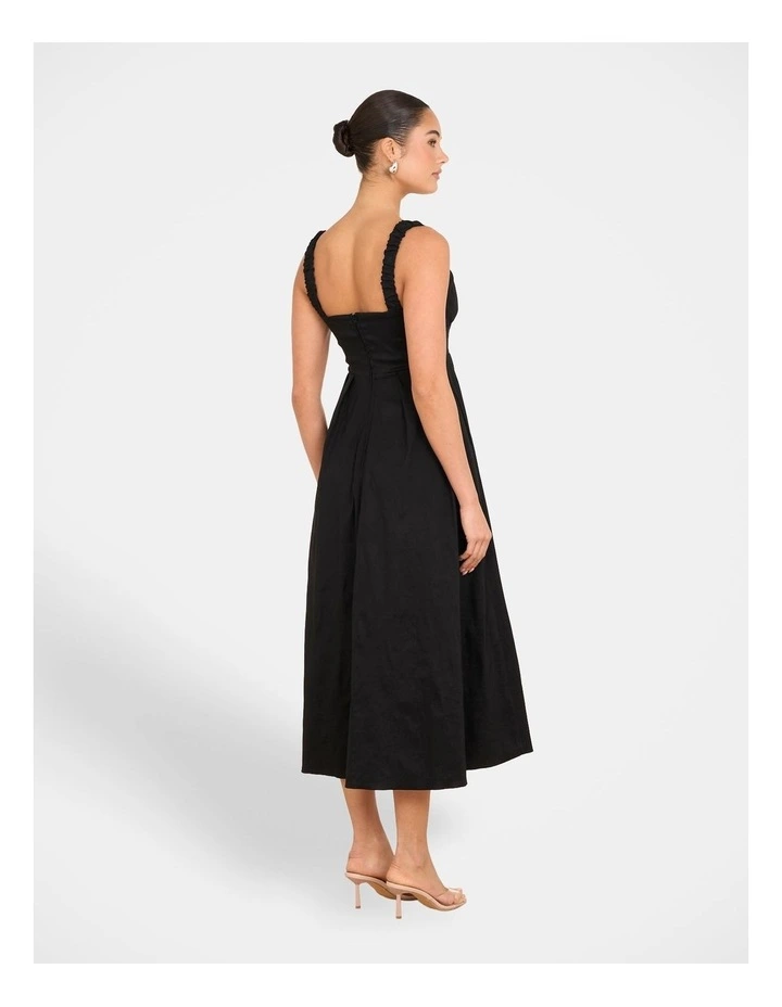 Jeanette A-line Midi Dress in Black image 2