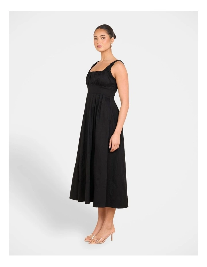 Jeanette A-line Midi Dress in Black image 3