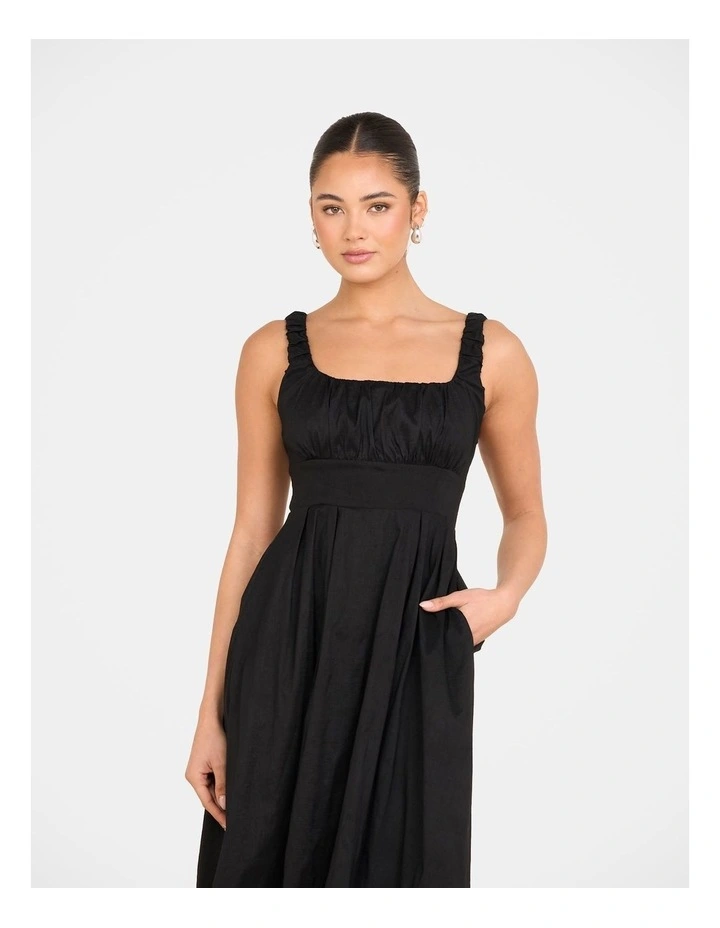 Jeanette A-line Midi Dress in Black image 4