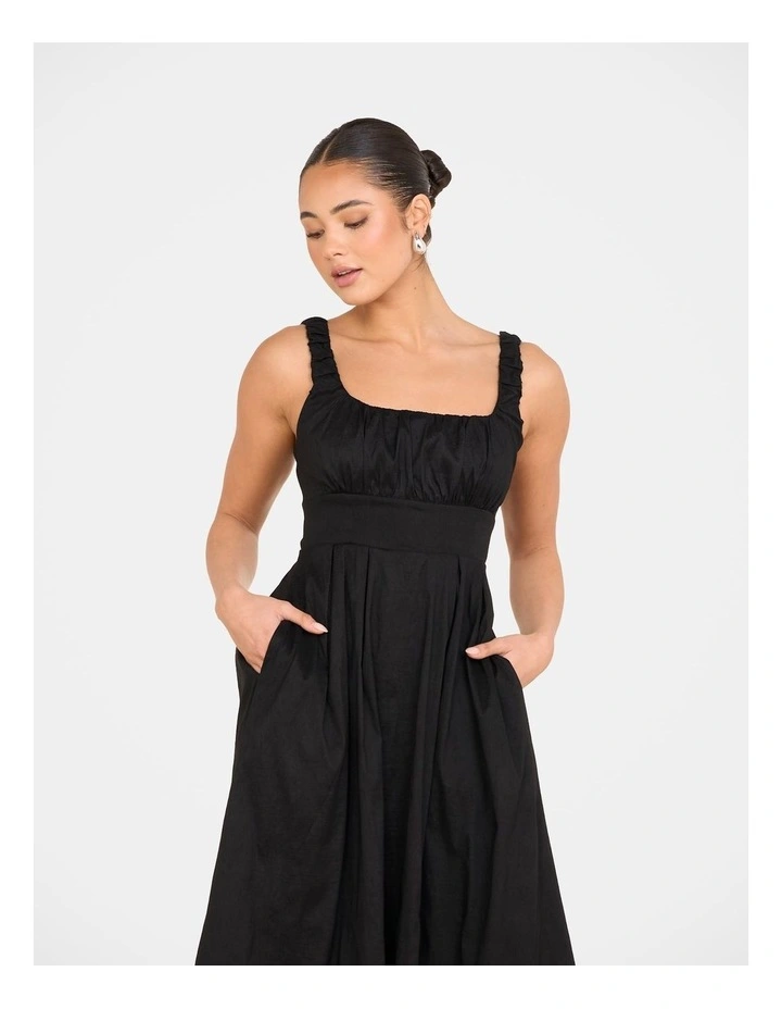 Jeanette A-line Midi Dress in Black image 5