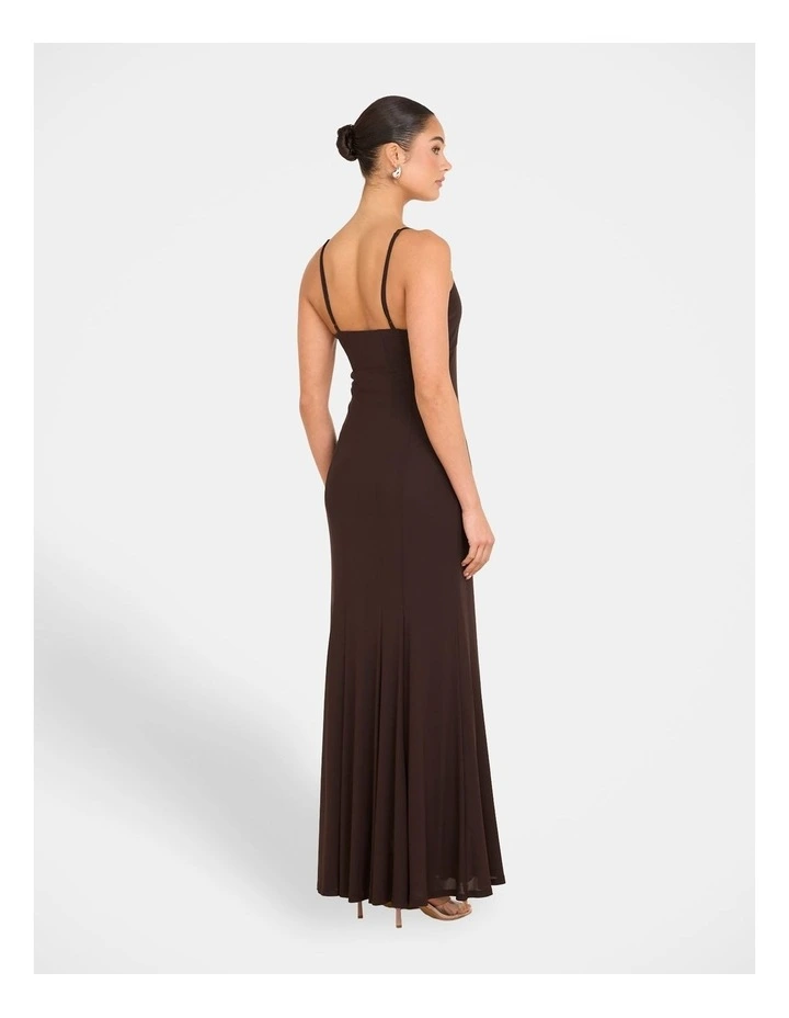 Cassidy Godet Mesh Gown in Brown image 2