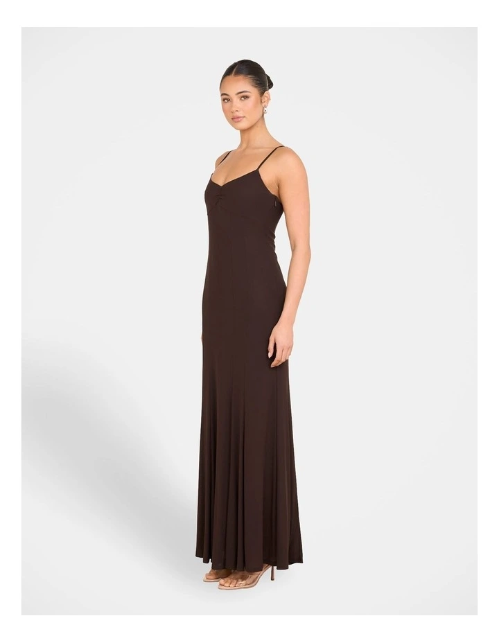 Cassidy Godet Mesh Gown in Brown image 3