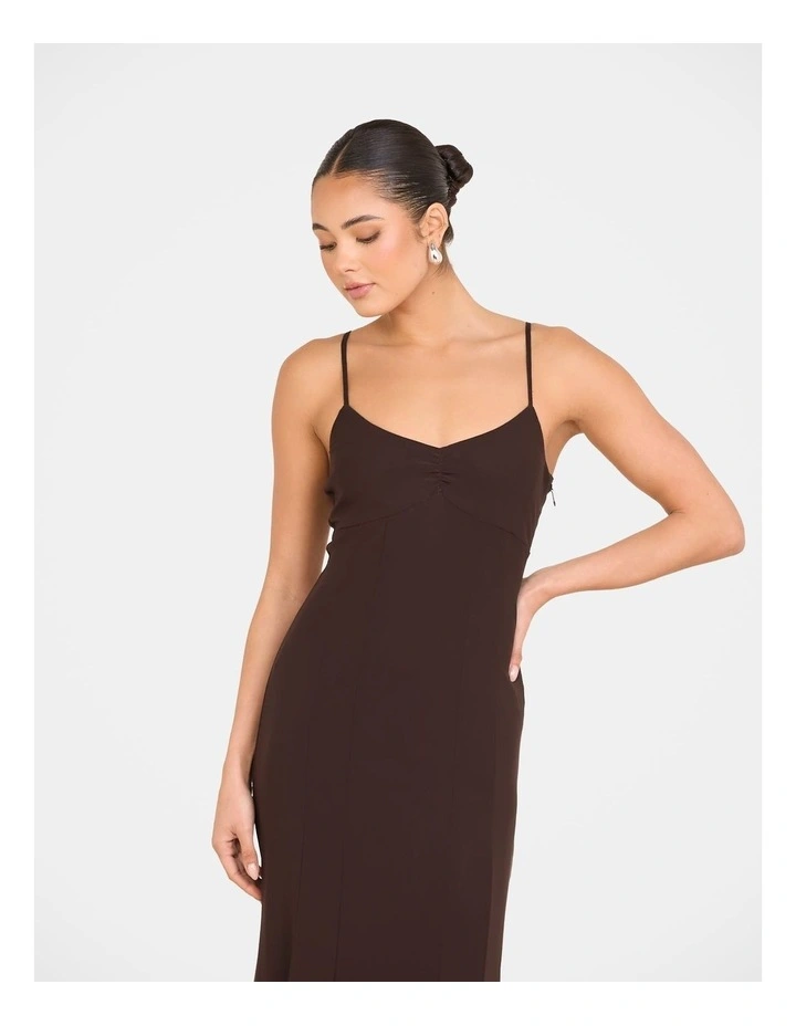 Cassidy Godet Mesh Gown in Brown image 4