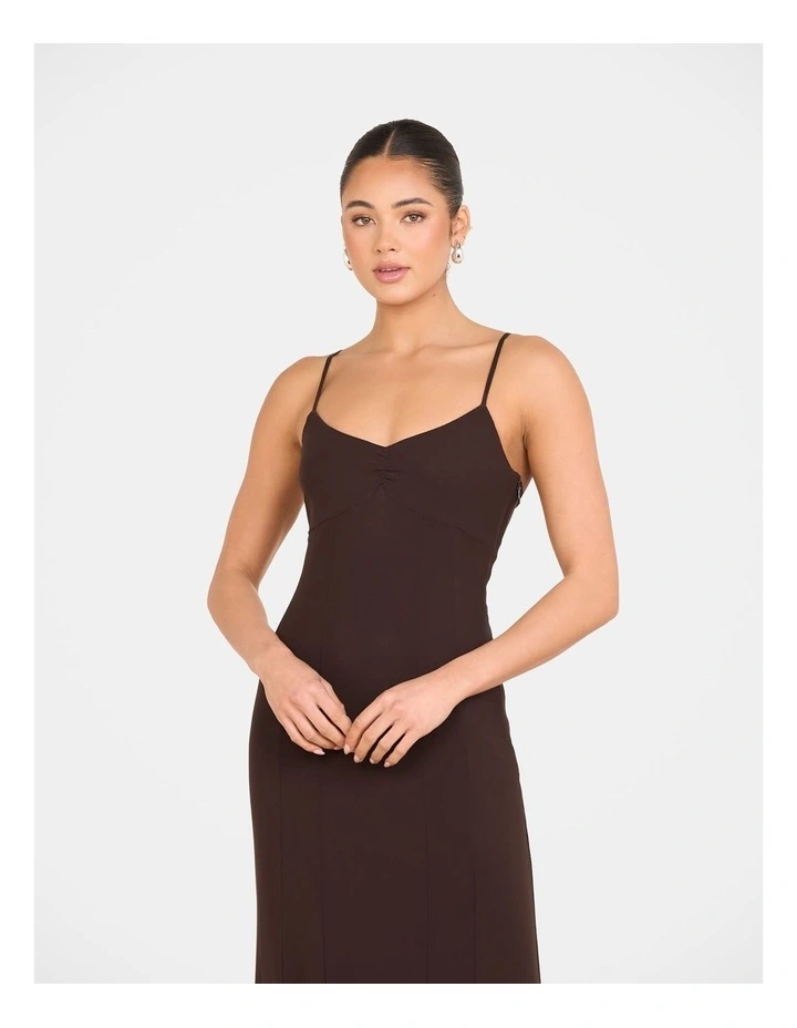 Cassidy Godet Mesh Gown in Brown image 5