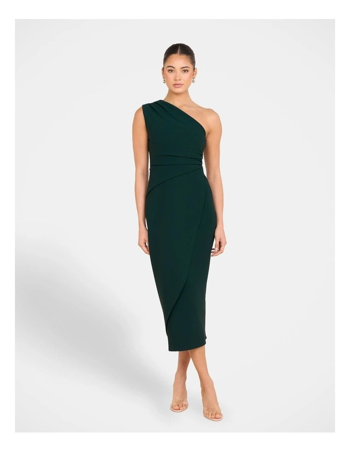 Reese One Shoulder Dress in Green image 1