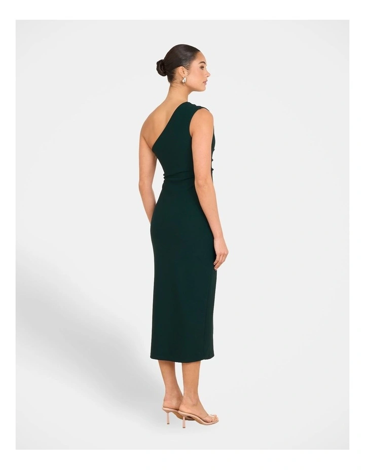 Reese One Shoulder Dress in Green image 2