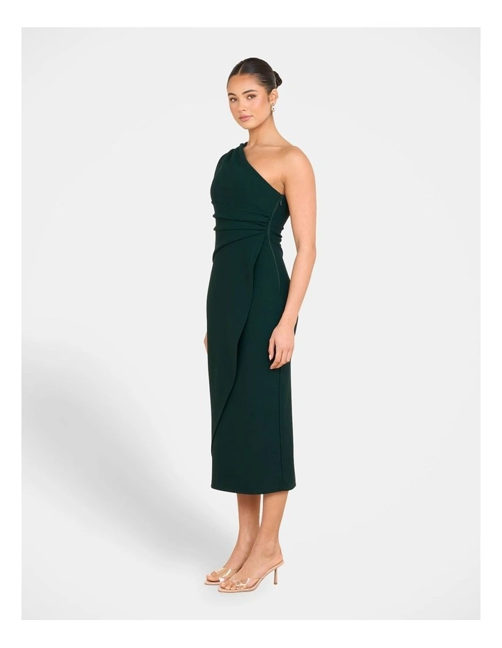 Reese One Shoulder Dress in Green image 3