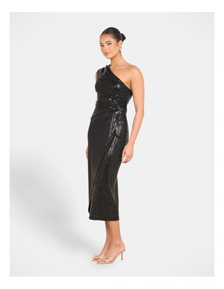 Ziino One Shoulder Dress in Black image 3