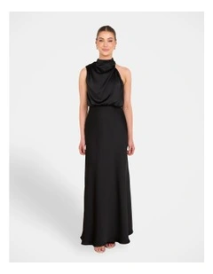 Tate High Neck Gown in Black