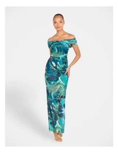 Brit Off Shoulder Maxi Dress in Multi