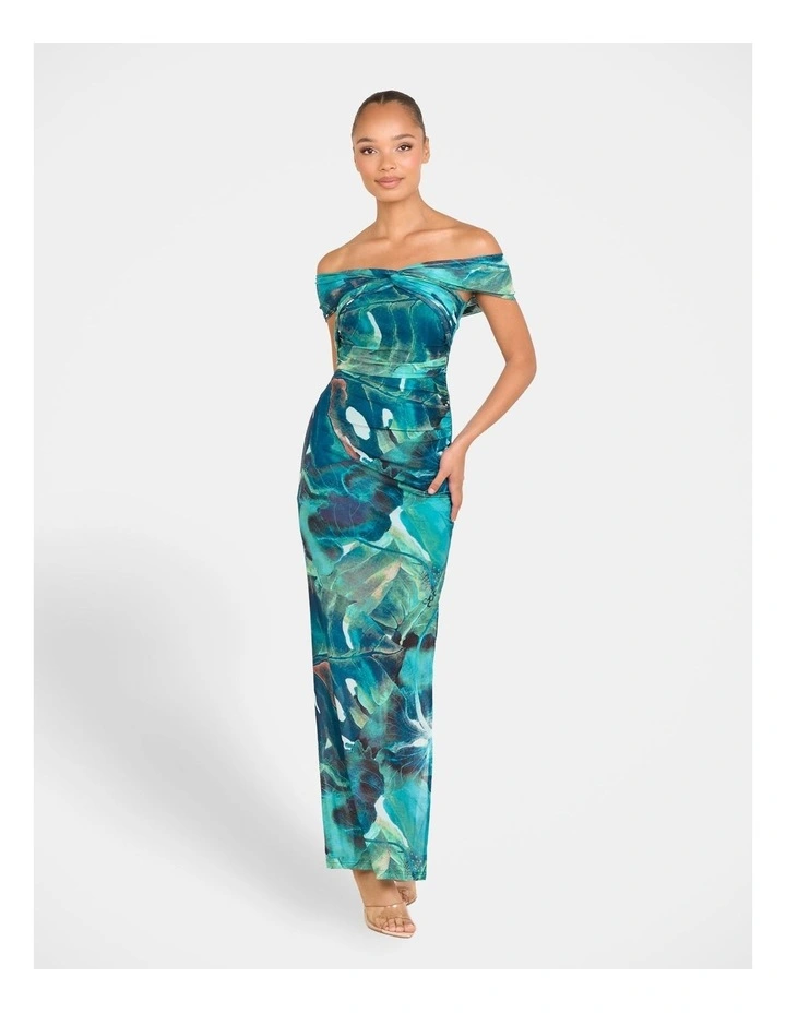 Brit Off Shoulder Maxi Dress in Multi image 1