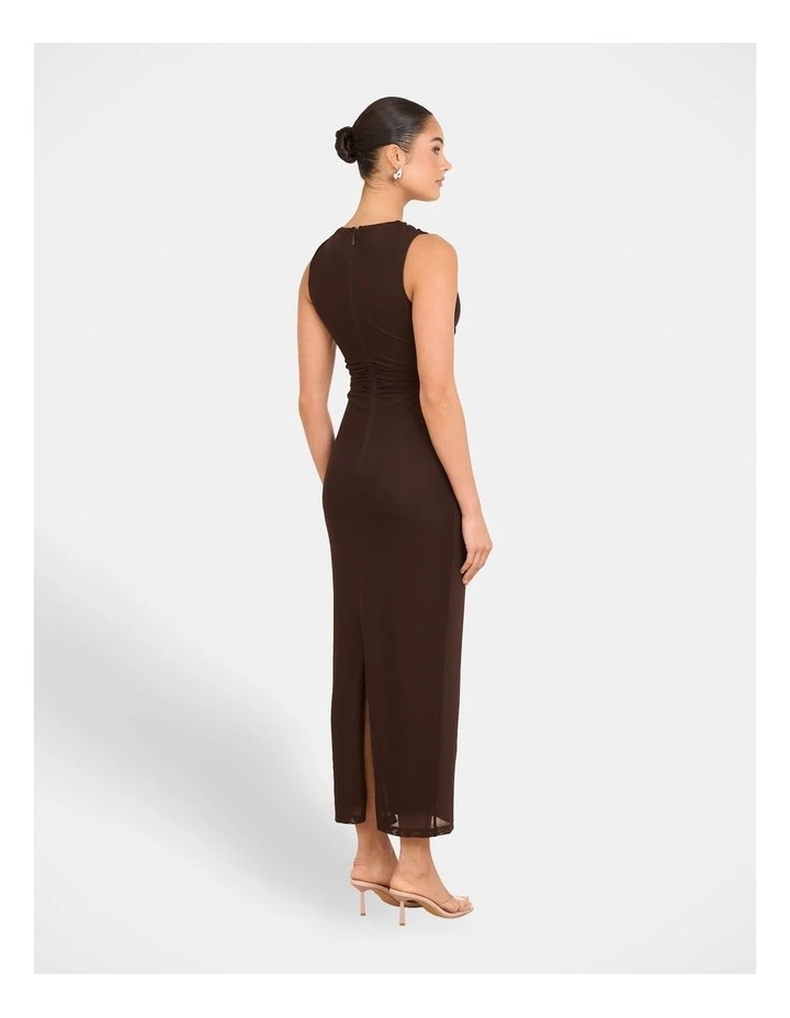 Frika Wrap Detail Maxi Dress in Brown image 2