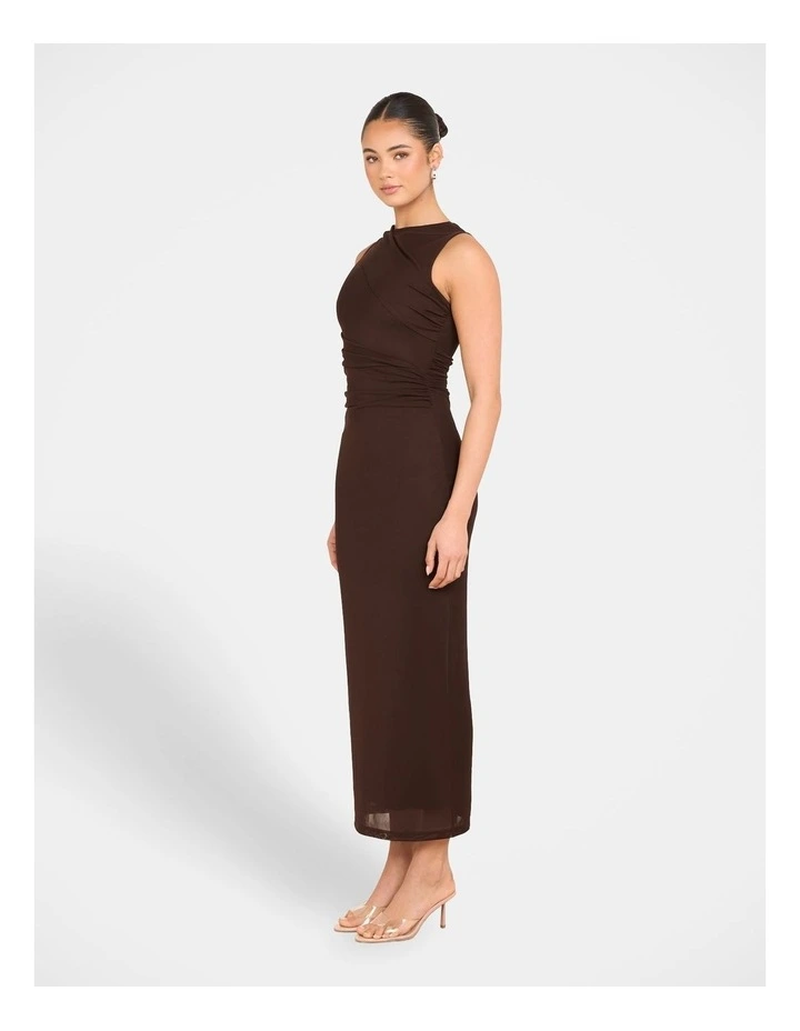 Frika Wrap Detail Maxi Dress in Brown image 3