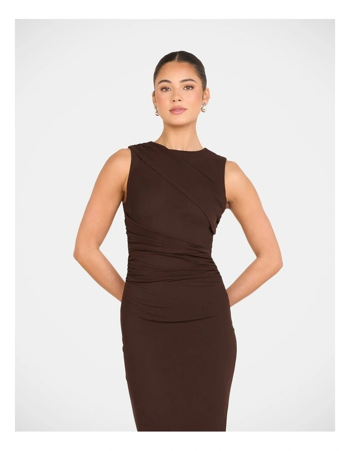 Frika Wrap Detail Maxi Dress in Brown image 4