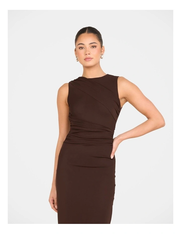 Frika Wrap Detail Maxi Dress in Brown image 5