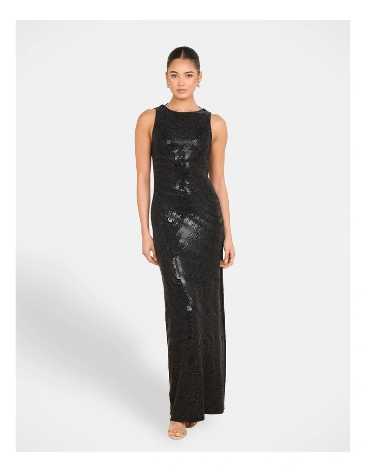 Yazmin Cowl Back Gown in Black image 1