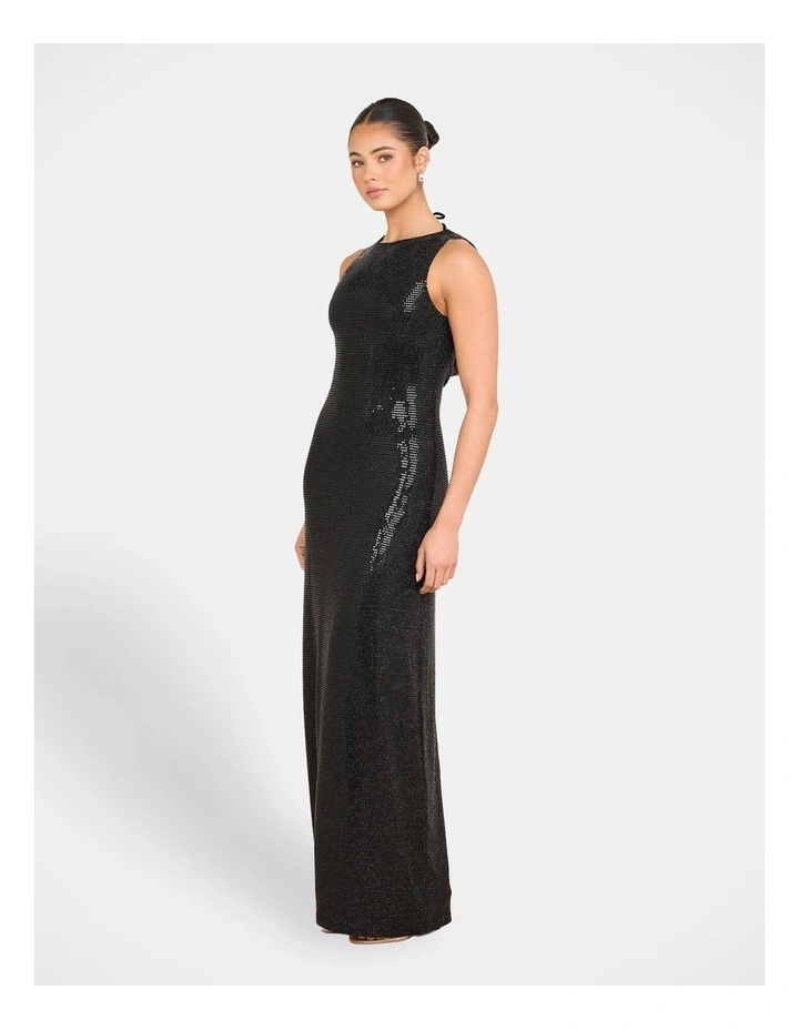 Yazmin Cowl Back Gown in Black image 3