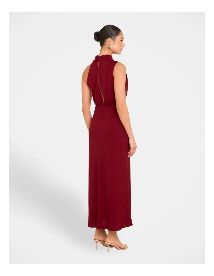 Billie High Neck Cowl Dress in Red image 2