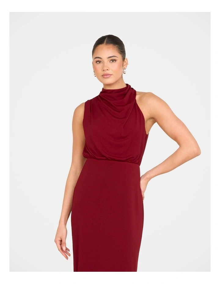 Billie High Neck Cowl Dress in Red image 5