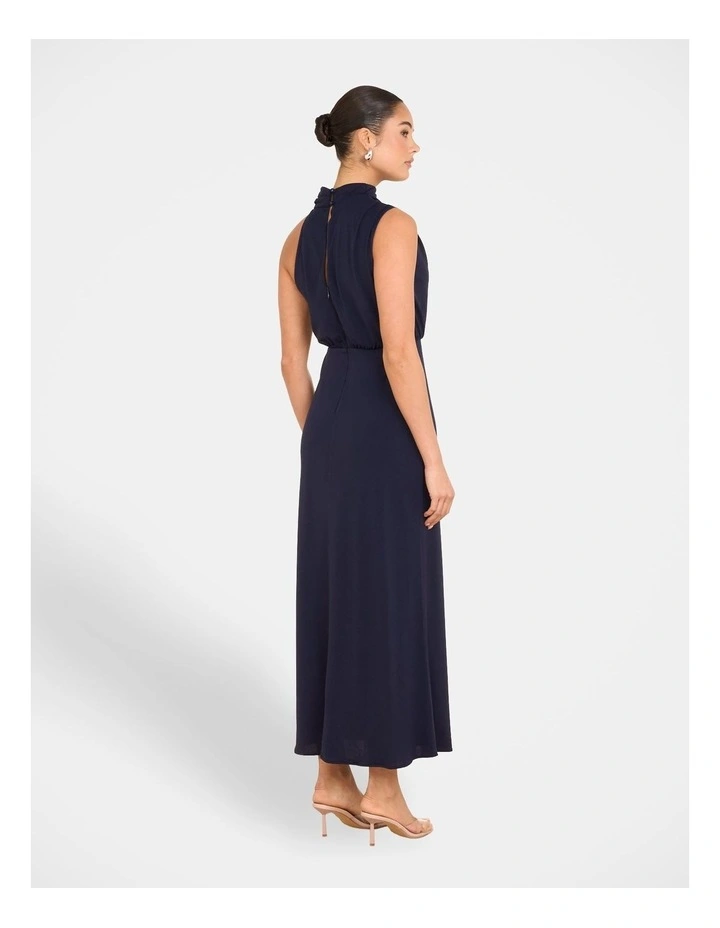 Billie High Neck Cowl Dress in Blue image 2
