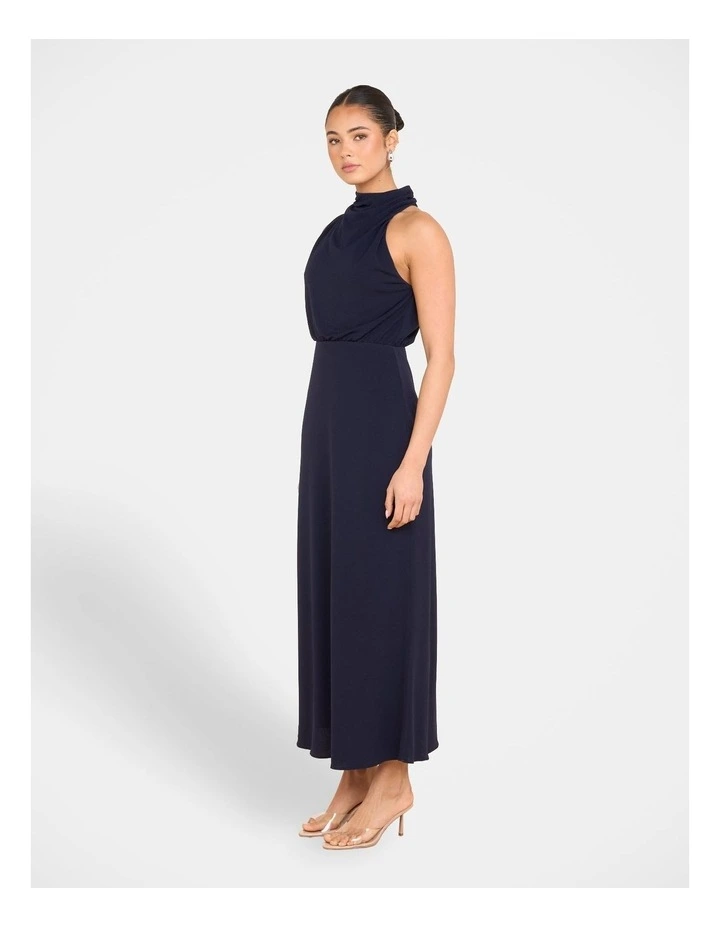 Billie High Neck Cowl Dress in Blue image 3