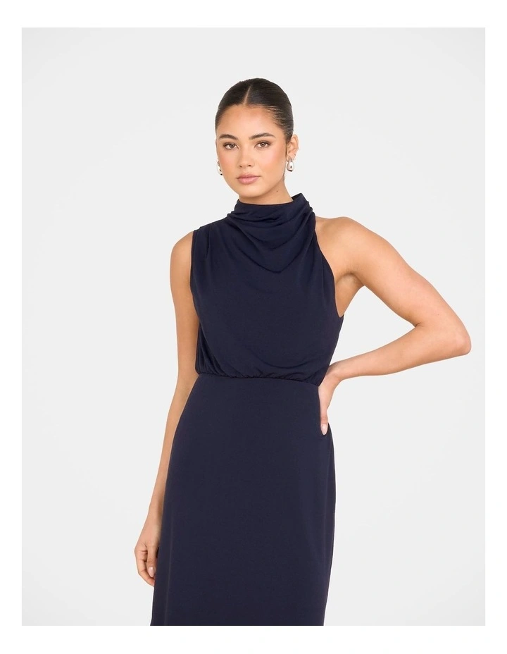 Billie High Neck Cowl Dress in Blue image 5