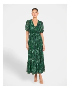 Izmir Tie Front Maxi Dress in Green