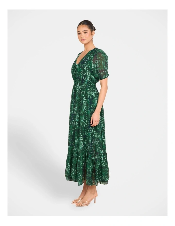 Izmir Tie Front Maxi Dress in Green image 3