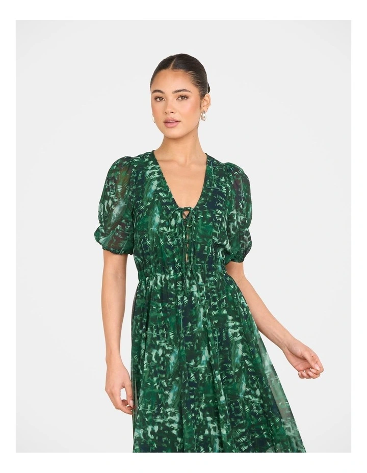 Izmir Tie Front Maxi Dress in Green image 4