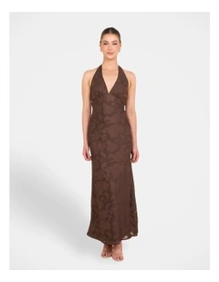 Quinn V-Neck Maxi Dress in Brown