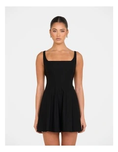 Simone Square Neck Mini Dress in Black